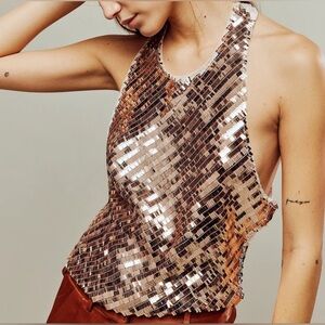 Free People Sequins top in champagne glitter size XS